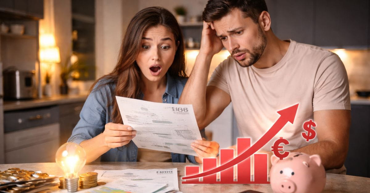 Par gleda račun za struju i zabrinuto reaguje zbog povećane potrošnje električne energije